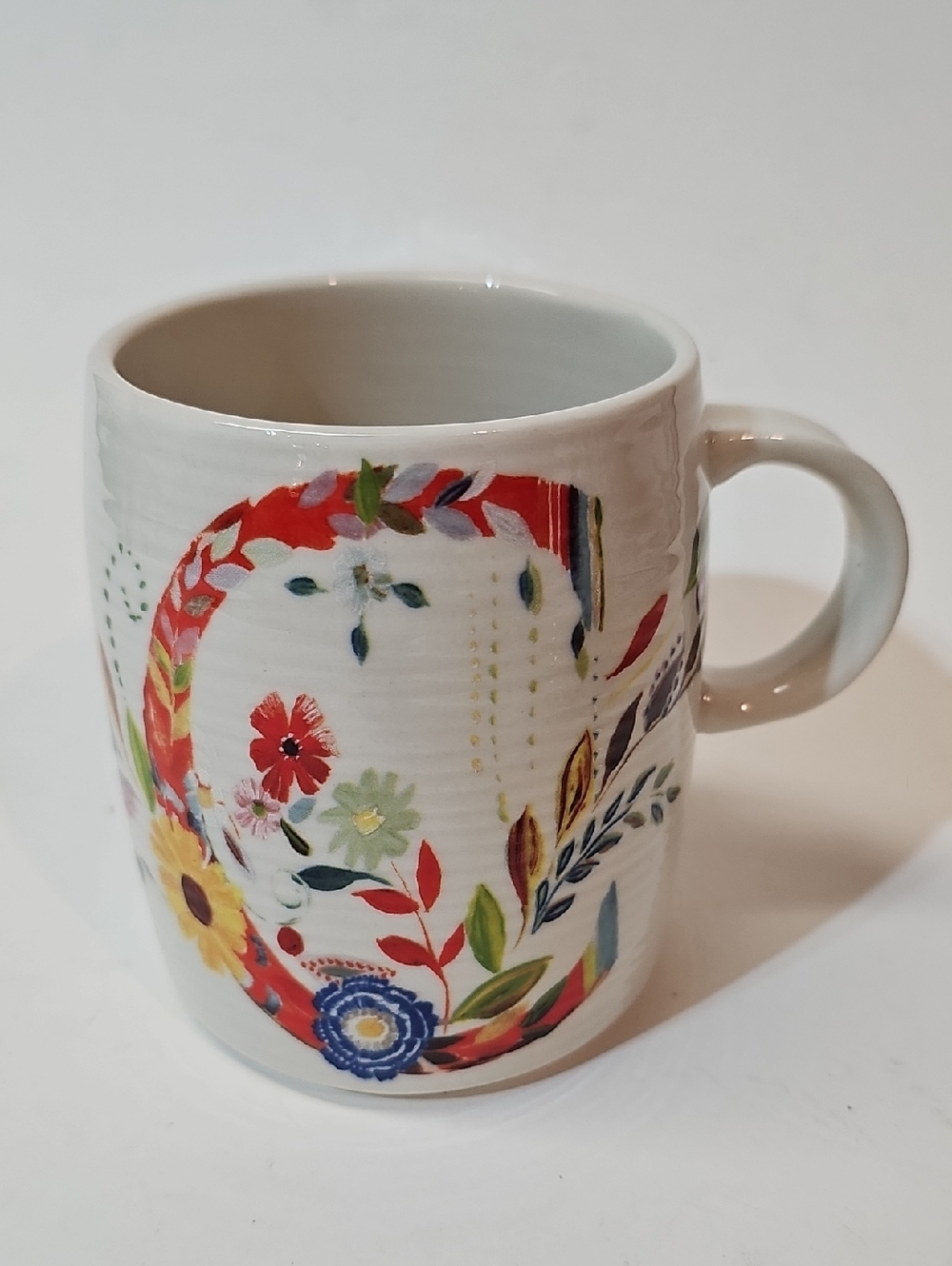 Anthropologie x Starla M. Halfmann Letter "C" Monogram Ceramic Floral Coffee Mug